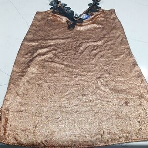 Future Collective Metallic Brown Lace Top